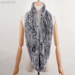 Women's fur Faux 150Cm Thickened Stretch Scarf Rex Rabbit Fur Woven Collar Warm Bib L220829