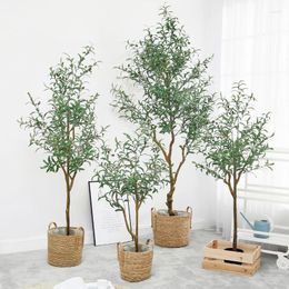 green landscaping Canada - Decorative Flowers Nordic Style Artificial Green Plant Potted Olive Tree Floor-to-ceiling Large Home Window Decoration Fake Landscaping
