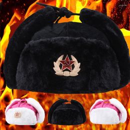Berets Soviet Badge Winter Warm Hats CCCP Bomber Cap Men Women Russian Gorras Chapka Thick Earmuffs Ski Bonnet Ushanka Casquette Hiver