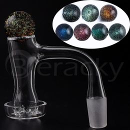 DHL Fully Welded Smoking Quartz Banger Bevelled Edge 20mmOD Nails With Dichro Glass Cap 2pcs Clear Terp Pearls For Water Bongs Pipes Dab Rigs