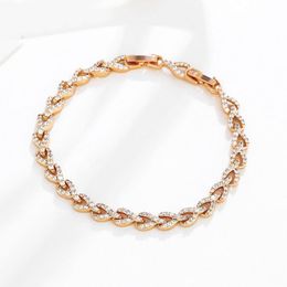 525B 19cm Ear Of Wheat Link All Micro Inlay Zircon For Women Fashion Jewelry 18k Gold Plated Skin Allergy Nicke