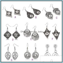 Charm 9 Styles Noosa Chunks Ginger Snap Earrings Jewellery Vintage Hollow Out Geometric 12Mm Button Charms For Women Gift Drop Lulubaby Dhyj8