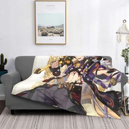 Blankets Genshin Impact Arataki Itto Blanket Game Anime Plush Warm SuperSoft Flannel Fleece Throw For Sofa Bedspread Cover Couch