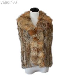 Women's Faux Harppihop Women Knitted Rabbit Fur Collar Vest Sleeveless Customize Drop shipping wholesale price To Brazil L220829