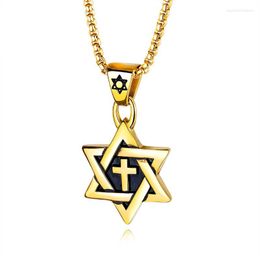 Pendant Necklaces JHSL 2022 Stainless Steel Chain Fashion Jewellery Male Men Hexagram Star Of David Christian Necklace Pendants