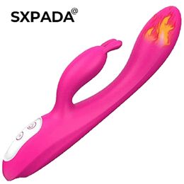 Beauty Items G Spot Rabbit Vibrator with Heating Function Rose sexy Toys for Clitoris 9 Powerful Vibrations Dual Motor Stimulator