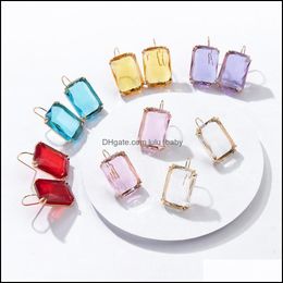 Stud Gold Colour Studs Glass Crystal Rhinetsone Stud Earrings For Women Square Zircon Earings Jewellery Wedding Gift Drop Delive Lulubaby Dhkhb