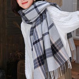 Berets Womens Winter Warm Scarf Square Shawls Large Infinity Scarves Stripe Plaid