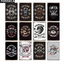 Metal Painting 2020 New Motorcycle Skull Wolf Signs Metal Plaques Pub Club Wall Decoration Vintage Metal Tin Sign Home Garage Decor Art Posters T220829