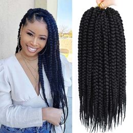 14 inch Box Braids Crochet Hair Pre looped 12 Strands/Pcs Japanese Fibre Hair for Black Women LS21Q