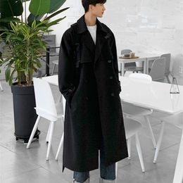 Mens Trench Coats IEFB mens clothing Korean trend windbreaker mid long loose clothes handsome males Autumn casual trench coat with belt 4312 220829