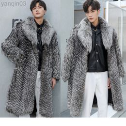 Men's Fur Men Jackets Long Grey Luxury Hairy Outfit For Winter Warm Male Jackets 2021 New Furry Outfit Long Sleeve L220830