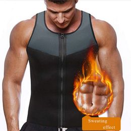 Men's Body Shapers Shaper Wear Vest Neoprene Sweating Abdomen Zipper Splicing Fitness V neck Sauna Suit Corset Top Shirt Bodysuit Slimming 220830