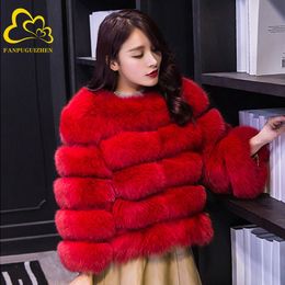 Women's Fur Faux FANPUGUIZHEN Women Coats Autumn Winter Fashion Pink Coat Elegant Thick Warm Outerwear Fake Woman Jackets 220830