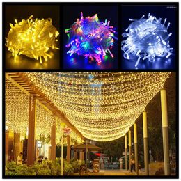 Strings LED Icicle String Lights Christmas Fairy Garland Outdoor Home For Wedding/Party/Curtain/Garden Decoration 100m 50m 30m