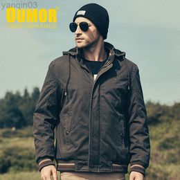 Men's Jackets Oumor 2019 Winter New Casual Fleece Warm Parka Autumn Cotton Military Army Hooded Cargo men L220830