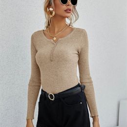 Suéteres femininos verão para o outono Mulheres de manga longa V Botão de pescoço Pullover estendido Sweater coreano Jersey Jersey Knit