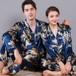 Men's Sleepwear Ice Silk Man Pyjamas for Couples Spring Summer Loose Cool Pyjama Sets Luxury Jacquard Pijama Soft Skin friendly Pyjama Men 220830