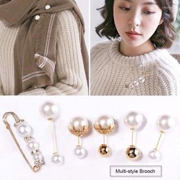 Brooches Fashion Pearl Pins Fixed Strap Charm Up Safety Pin Brooch Sweater Cardigan Clip Chain Women Jewellery Accessories