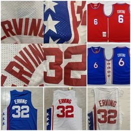 Retro Men Basketball Jerseys 6 Julius Erving 32 Men Throwback Red Blue White Stitched Vintage Jersey Mesh