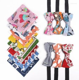 Bow Ties GUSLESON Colourful Cotton Self Tie And Handkerchief Set For Men Cartoon Wedding Business Gift