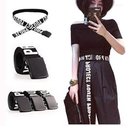 Belts Youth Project Woman Gothic Street Punk Long Canvas Belt Letters Printed Loop Shaped Mental Buckle Jeans Waist 368