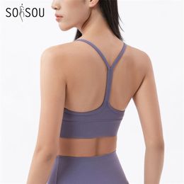 Active Underwear SOISOU Sexy Top Women Bras Sports Yoga Fitness 's Bra Y Beauty Back Elastic Breathable Female Tops 220830