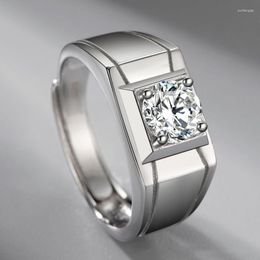 Wedding Rings Exquisite Moissanite Zircon Domineering Meaningful Silver Colour Ring Plated Platinum Light Luxury Jewellery Male Gift