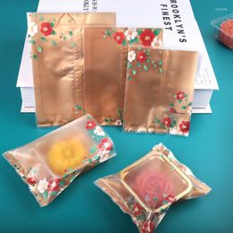 Gift Wrap 100pcs Thicker Flower Lace Food Biscuit Seal DIY Baking Cake Bags Mooncake Egg Yolk Crisp Packing Plastic Bag