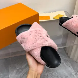 Designer Sandals With box Pool Pillow slide Slippers Brand Man luxury Slippers Flat Comfort Mule Women wool Slippers luxury 0804