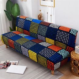 Chair Covers Plaid Elastic Bedspread on The Folding Sofa Bed for Living Room Big Couch Cover Long Without Armrests Slipcovers 220830