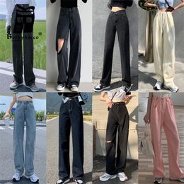 Women's Jeans Wide Leg Woman Cargo Women Clothing Pants High Waist Jean Summer Shorts Elegant Y2k Clothes Harajuku 220830
