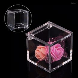 Gift Wrap 12pcs Cube Home Decor With Lid Clear Square Box Jewellery Accessories DIY Crafts Packaging Bag