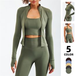 Women's Tracksuits est Zipper Long Sleeve Yoga Set 2PCS High Waist Fitness Sport Gym Suit Sportwear Women Workout ClothesTracksuit Academic 220830