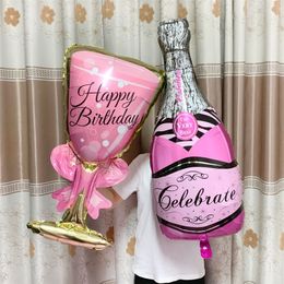 Christmas Decorations Big Helium Balloon Champagne Goblet Wedding Birthday Party Adult Kids Ballons Globos Event Supplies 220829