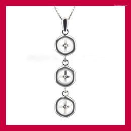 Pendant Necklaces Solid S925 Bead Mounting Three /Pearl Jewelry Fitting 5pcs/lot