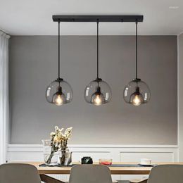 Pendant Lamps Vintage Smoke Gray/Amber Glass Lights 1/2/3 Light For Living Room Nordic E27 Led Loft Industrial Hanging Lamp Fixtures