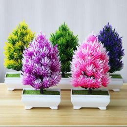 Decorative Flowers Artificial Green Plants Bonsai Simulation Plastic Small Pine Tree Pot Plant Potted Ornaments For Home Table Office