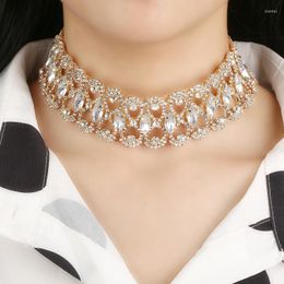 Chokers Necklaces Fashion Luxury Full Rhinestone Choker Necklace Women Charm Crystal Statement Bridal Wedding Jewellery