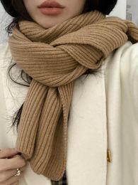 Winter warm and fashionable scarf all-match white solid Colour scarf simple knitted Woollen scarf