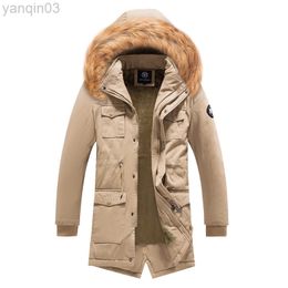 Men's Jackets Men Long Trench Coats Winter Hooded Casual Down High Quality Male Cotton Slim Warm Parka Fleece L220830