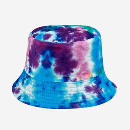 Tie-dye fisherman hat outdoor sun protection bucket hat graffiti double-sided pot hat