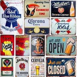 Metal Painting Vintage Whiskey Beer Metal Sign Plate Sign Metal Posters Tin Sign Wall Plaques Bar Pub Kitchen Restaurant Decor T220829