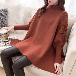 Women's Sweaters Half-high Collar Long-sleeved Beaded Knitted Sweater For Autumn And Winter 2022 Loose Solid Color Shawl Cloak Jacket Women