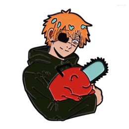 Brooches Chainsaw Man Denji And Pochita Brooch Manga Anime Badge Enamel Pin Accessory Jewellery