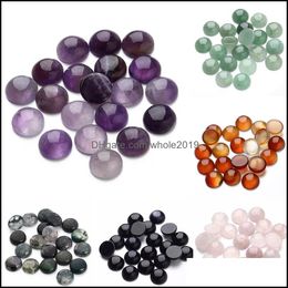 Stone 8Mm 10Mm 12Mm Stone Flat Base Round Cabochon Loose Beads For Diy Jewellery Clothes Accessories Making Wholesale Dro Dhseller2010 Dhcig