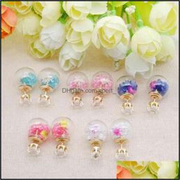 Charm Glass Ball Broken Jewellery Diamonds Dry Flower Earrings Charm Natural Dried Romantic Elegant Sweet Beauty Sexual Gi Dhseller2010 Dho1C