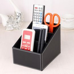 Storage Boxes Bins Household Phone And TV Remote Control Leather Box Desk Organiser Holder Home Office Case 220830