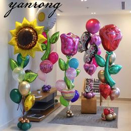 Christmas Decorations 5PC Sunflower Daisy Rose Tulip Helium foil balloons Theme party decoration Mother's valentinesDay wedding Birthday dcorations 220829