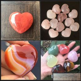 Party Favor Fashion Heart Shaped Crystal Stone Pink Carved Palm Love Healing Gemstone Lover Gife Gems2 166 S2 Drop Delivery 2021 Home Dhkuz